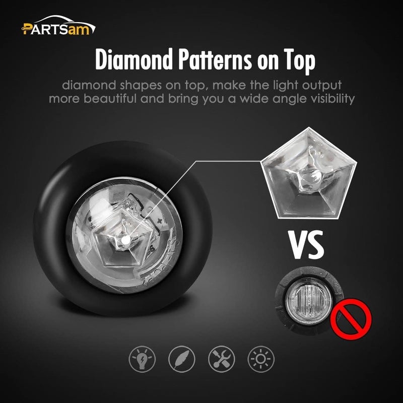 Partsam 10x 3/4" Mini Round Red Led Side Marker Lights Grommet Mount w Plug Connectors Waterproof Sealed Boat Trailer Truck RV Bus Van Bullet Side Led Marker Lights Lamps Clear Lens 12V - Image 4