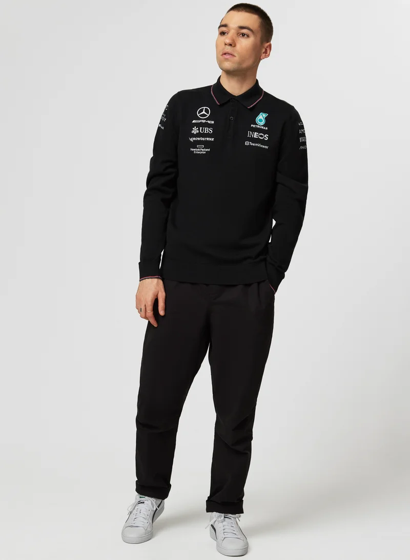 AMG Petronas Formula 1 Team  Mercedes Team Long Sleeve Knit Polo Shirt for Men | Best Price UAE