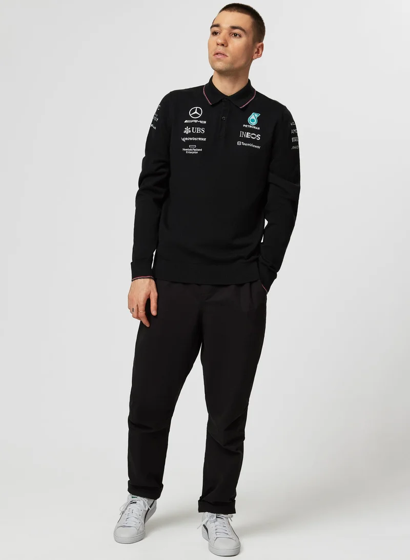 AMG Petronas Formula 1 Team  Mercedes Team Long Sleeve Knit Polo Shirt for Men | Best Price UAE
