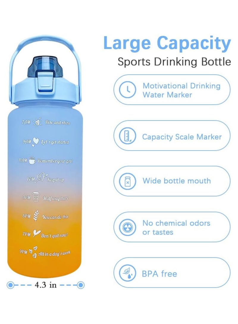 Generic Motivational Sports Water Bottle Set with Time Capacity Marker,3 Pack 2000ml+750ml+300ml BPA Free,for Office,Gym,Outdoor Sports,Kids School Fitness  - Image 3
