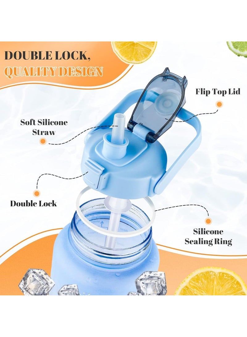 Generic Motivational Sports Water Bottle Set with Time Capacity Marker,3 Pack 2000ml+750ml+300ml BPA Free,for Office,Gym,Outdoor Sports,Kids School Fitness  - Image 5