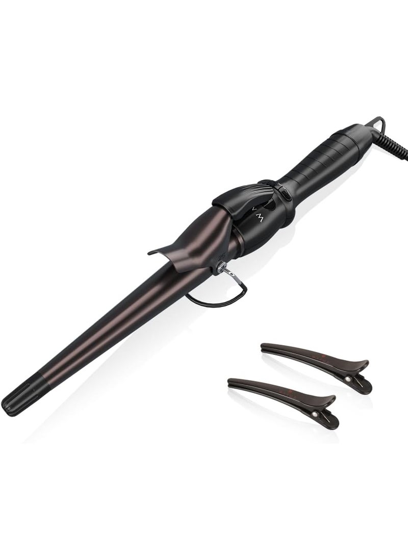 Wazor Hair Curling Wand 112 Tapered Curling Iron Ceramic Hair Curler with Adjustable Temperature Instant Heating Hair Curler Auto Shut Off with 2 Clips 