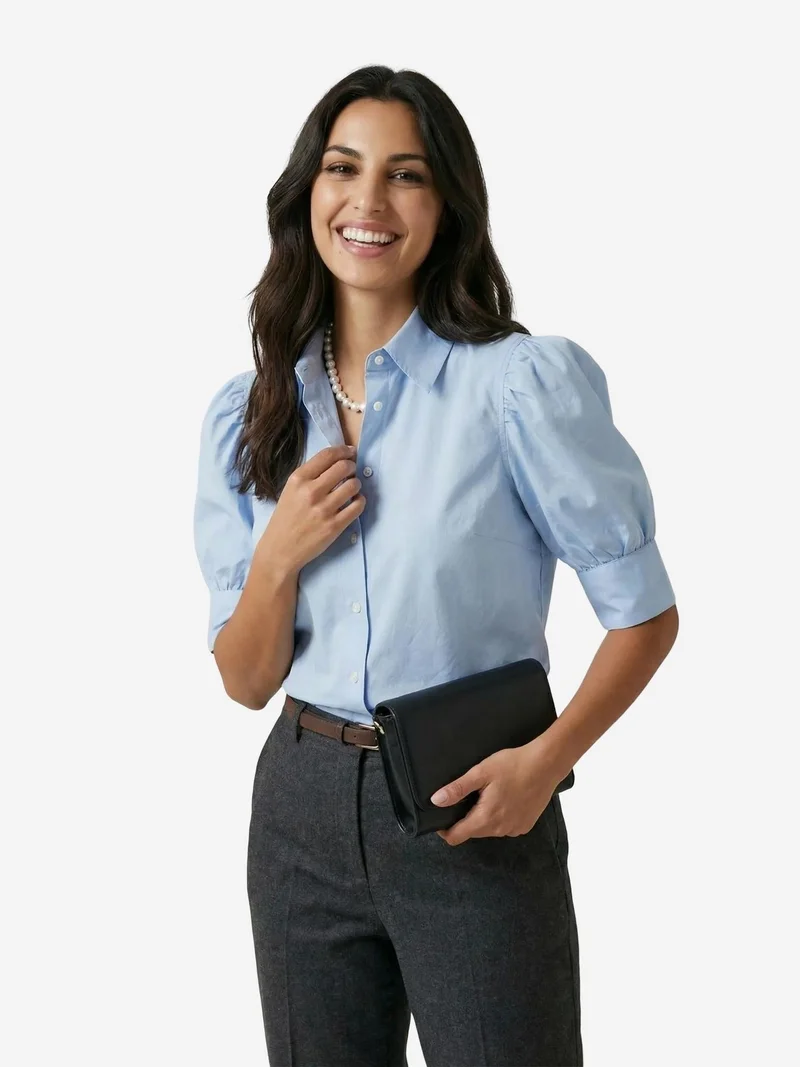 MY FASHION MY FASHION Buttoned Poplin Shirt with Shirt Collar