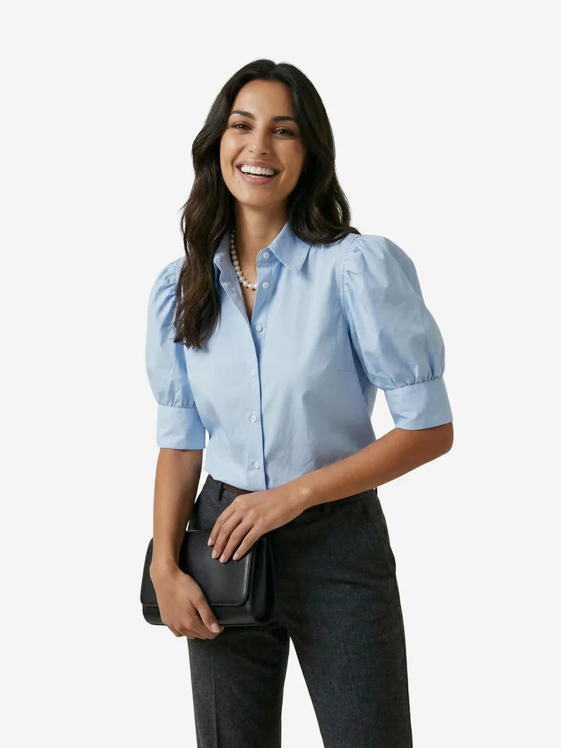 MY FASHION MY FASHION Buttoned Poplin Shirt with Shirt Collar