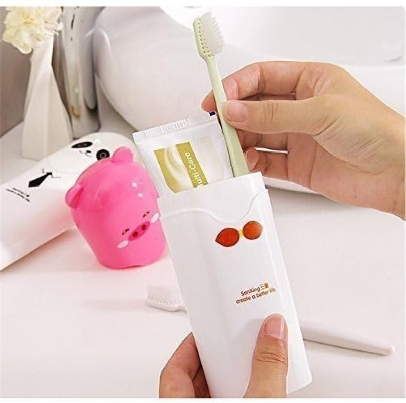 WENGTY Portable Cartoon Animal Design Toothbrush Holder Box Best for Travel Camping Bathroom for Storage Multicolor Brush/Paste Protector Box Plastic Container Organizer - Image 1