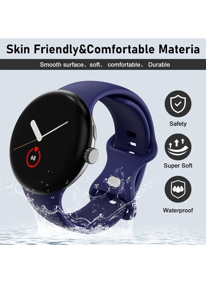 OVERSTEP Compatible for Google Pixel Watch Bands, Soft Silicone Sport Strap Metal Buckle for Google Watch Band, Replacement Google Pixel Watch 2022 Band for Women Men (Small, Blue)  - Image 3