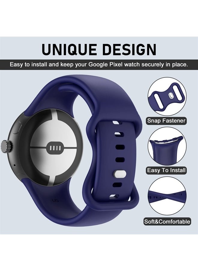OVERSTEP Compatible for Google Pixel Watch Bands, Soft Silicone Sport Strap Metal Buckle for Google Watch Band, Replacement Google Pixel Watch 2022 Band for Women Men (Small, Blue)  - Image 2