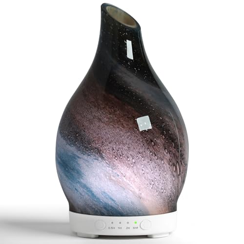 EQUSUPRO Aromatherapy Essential Oil Diffuser for Home 150ml Art Glass Diffuser for Essential Oils with Waterless Auto ShutOff 4 Timer 7 Colors LED Night Light for Home Office Decor Gifts for Women - Image 1