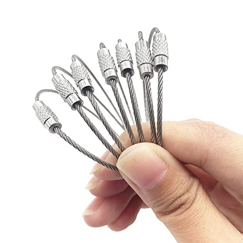Kidultz Wire cables Stainless Steel Pendant Circle EDC Tool Key Holder Loops for Hanging Luggage Tag Loops (Silver) - Pack of 10 - Image 1