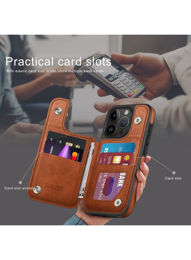 DJDUCK Designed for iPhone 14 Pro Max Case Wallet, Card Holder Case with[2 Screen Protectors][Magnetic Clasp Folio Cover][RFID Blocking Leather]Shockproof Women Men Cases 6.7"forApple 14 Pro Max Light Brown - Image 3