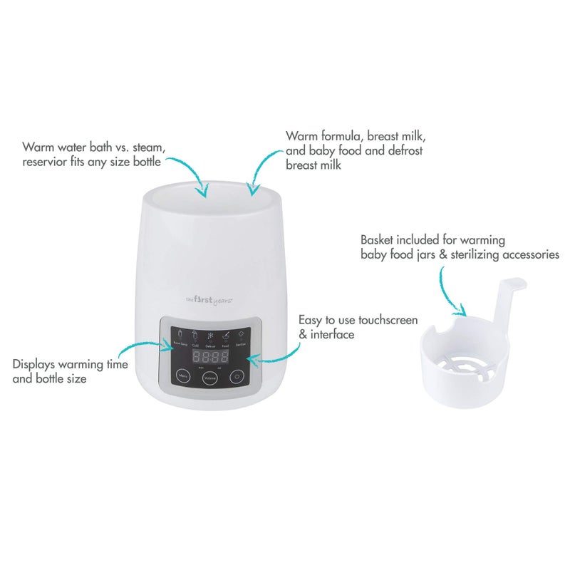 The First Years Gentle Warmth Digital Baby Bottle Warmer - Bottle Warmer for Breastmilk, Baby Formula, and Baby Food - Includes Milk Warmer, Basket, and Cup - White - Image 2