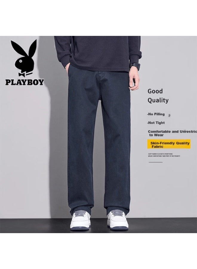 Playboy Men's Casual Pants Autumn Winter New Loose Straight Trendy Versatile Draped Wrinkle-resistant Fashion Faux Denim Lyocell Trousers
