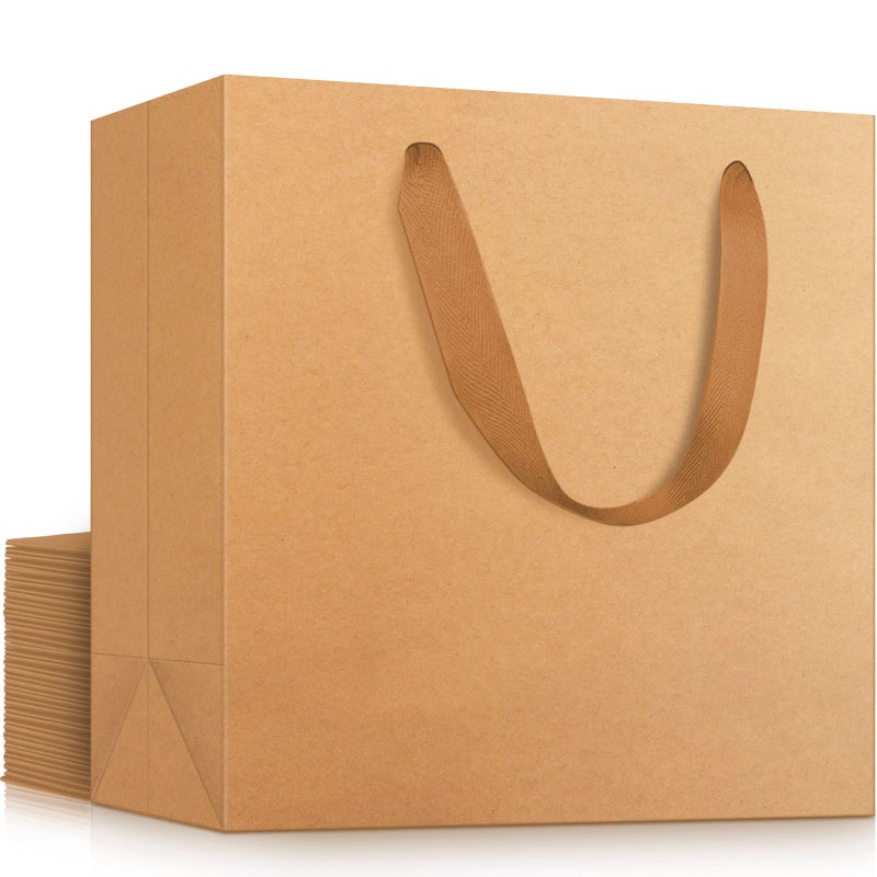 EUSOAR Large Gift Wrap Bags in Bulk 20pcs 125x45x11 Kraft Paper Shopping Bags with Handles Merchandise Retail Wrapping Bags for Business Craft Grocery Boutique Party Favor Wedding