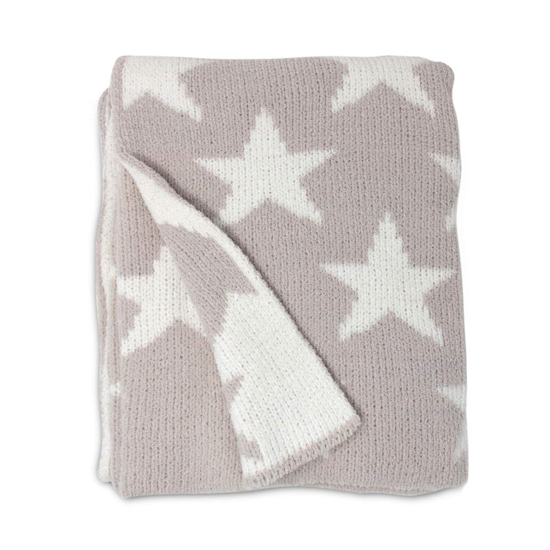Living Textiles Grey Stars Chenille Soft Baby Blanket Reversible Premium Cozy Fabric for Best Comfort - for Infant,Toddler,Newborn,Nursery,Boy,Girl,Unisex,Throw,Crib,Stroller,Gift, Grey Stars 40x30 - Image 1