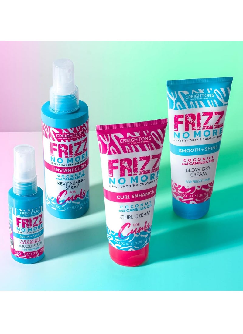 Frizz No More Smooth and Shine Blow Dry Cream 100ml Conditioning Formula which Reduces Frizz Leaving Hair Silky Soft and Smooth and Adds Glossy Shine Colour Kind Formula Clear White