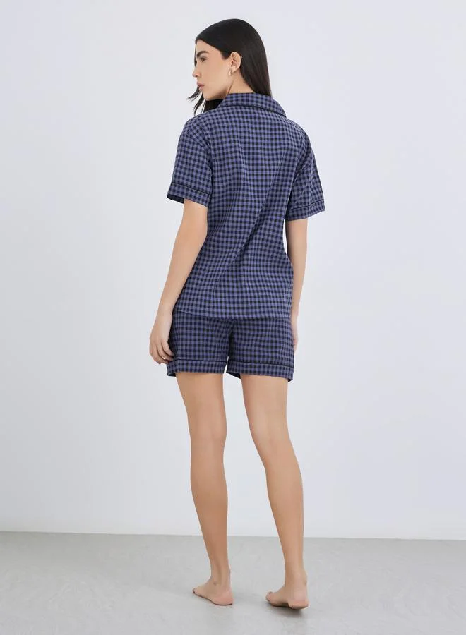 Take Two Take Two Pack of 3 - Checked Pattern Cotton Shirt, Shorts and Pyjama
