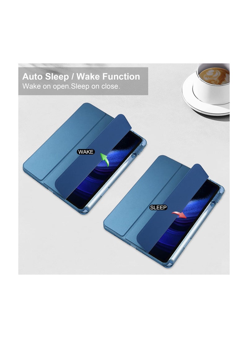 Case with Pen Holder for Xiaomi Pad 6 / Pad 6 Pro,  Transparent Hard Shell Back Trifold Smart Cover Protective Slim Case for Xiaomi Mi Pad 6 /Pad 6 Pro 11” 2023 Release (Blue) - Image 2
