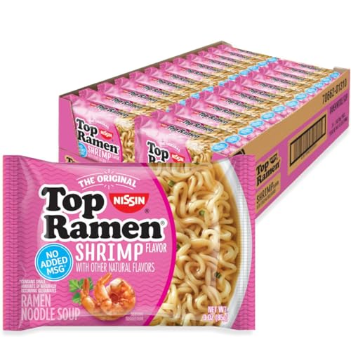 Nissin Top Ramen Noodle Soup, Shrimp Flavor, 3 Ounce (Pack of 24) - Image 1