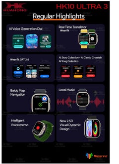 HK Hk10 ULTRA 3 Smart Watch - 2 Straps ( silicone and Cloth ) - 49mm - Black  - Image 5