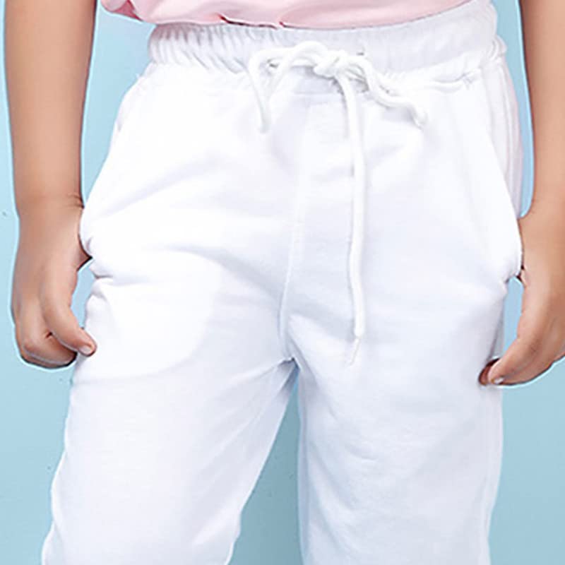 Nusyl Solid Cotton Track Pants for Boys | Premium Soft Flow Joggers | Comfortable Relaxed Fit with Ribbed Cuffs | 2-16 Years | - White - Image 4