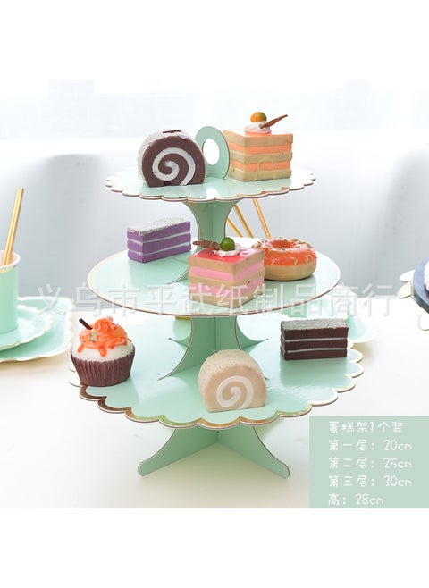 New Disposable Mint Green Dinnerware Set For Parties Birthdays Picnics One-time Use Tableware Cutlery Plates Napkins 1 three-layer cake stand monochrome bronzing mint green