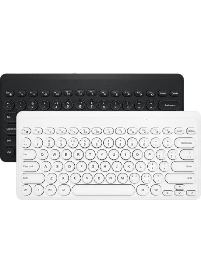 B.O.W Hangshi K-610 Wireless Keyboard, Colorful Retro Keyboard, Laptop Home Office Universal Cute Small Keyboard For Women, White - Image 3