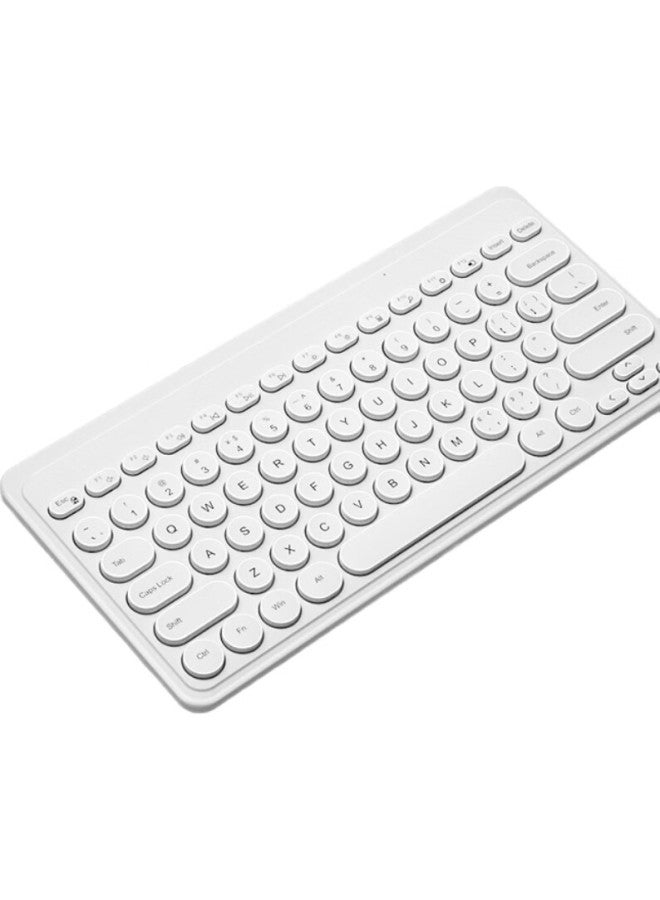 B.O.W Hangshi K-610 Wireless Keyboard, Colorful Retro Keyboard, Laptop Home Office Universal Cute Small Keyboard For Women, White - Image 1