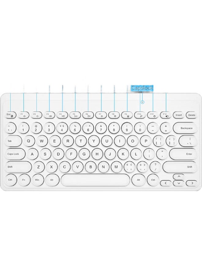 B.O.W Hangshi K-610 Wireless Keyboard, Colorful Retro Keyboard, Laptop Home Office Universal Cute Small Keyboard For Women, White - Image 2