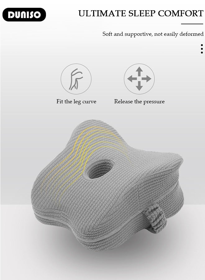 DUNISO Leg and Knee Foam Support Pillow for Side Sleepers,Memory Foam Pillow Knee Pillows for Hip Pain, Lower Back Pain Relief, Side Sleeper Pillows for Adults, Leg Pillow with Washable Cover - Image 5