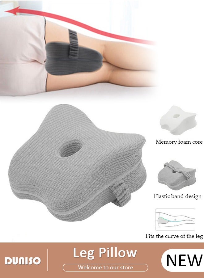 DUNISO Leg and Knee Foam Support Pillow for Side Sleepers,Memory Foam Pillow Knee Pillows for Hip Pain, Lower Back Pain Relief, Side Sleeper Pillows for Adults, Leg Pillow with Washable Cover - Image 1
