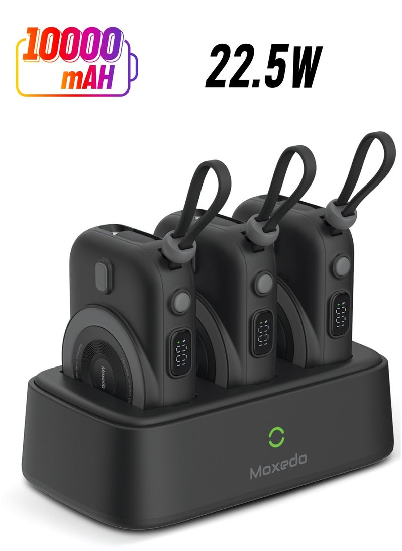 Moxedo - Moxedo Combo 3 x 10,000 MaH Power Bank with Charging Dock 15W Power Delivery Wireless Charging with Built-in Type-C Cable - Image 1