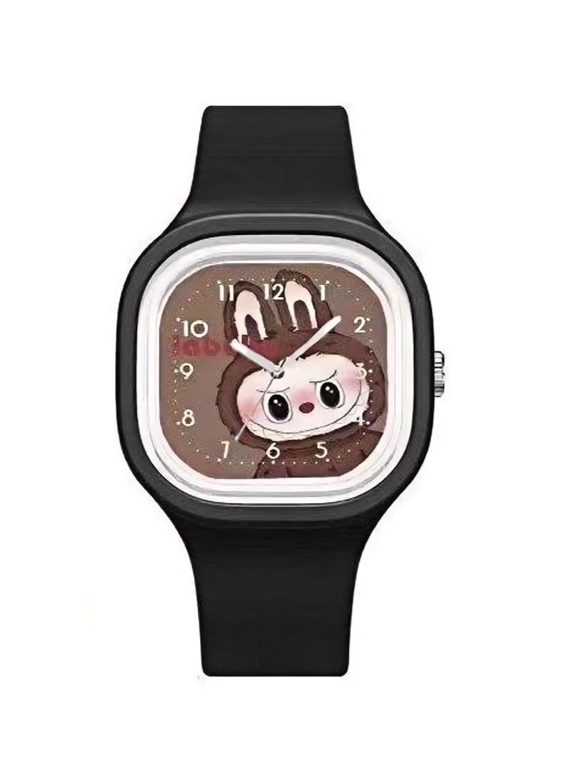 LABUBU 4PCS New Bubble Mart Children's Gift Square Cute Labu Cartoon Watch Skin Friendly Silicone Watch - Image 5
