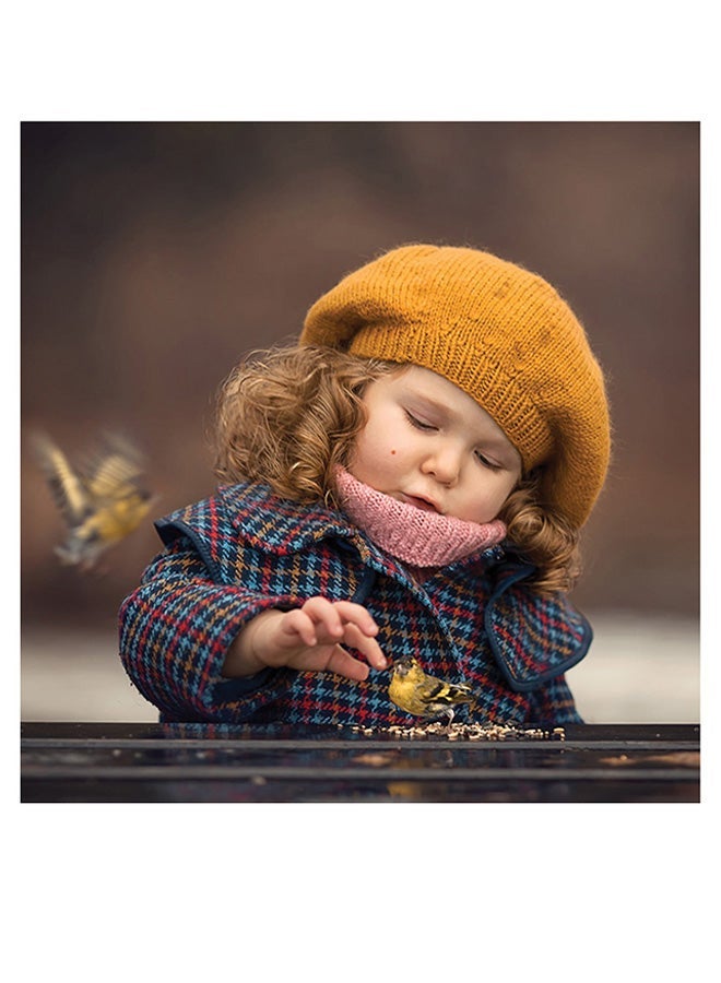 RYN Cute Child Themed Wall Art Brown/Purple/Beige 30x30cm - Image 1