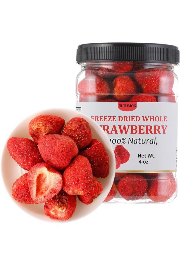 ULTHMOK Premium Freeze Dried Strawberries 4 Oz/114g,Whole Big Frozen Dried strawberry,100% Natural,No Additives . - Image 1