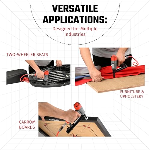 Kaymo ECO-PS8016LN Pneumatic Stapler | 80 Series | 1000g Heavy-Duty | 50–90 PSI | 2-Inch Long Nose | Fixed Top Exhaust | Curved Metal Trigger | Metal Magazine | Upholstery | Wooden Flooring Use - Image 5