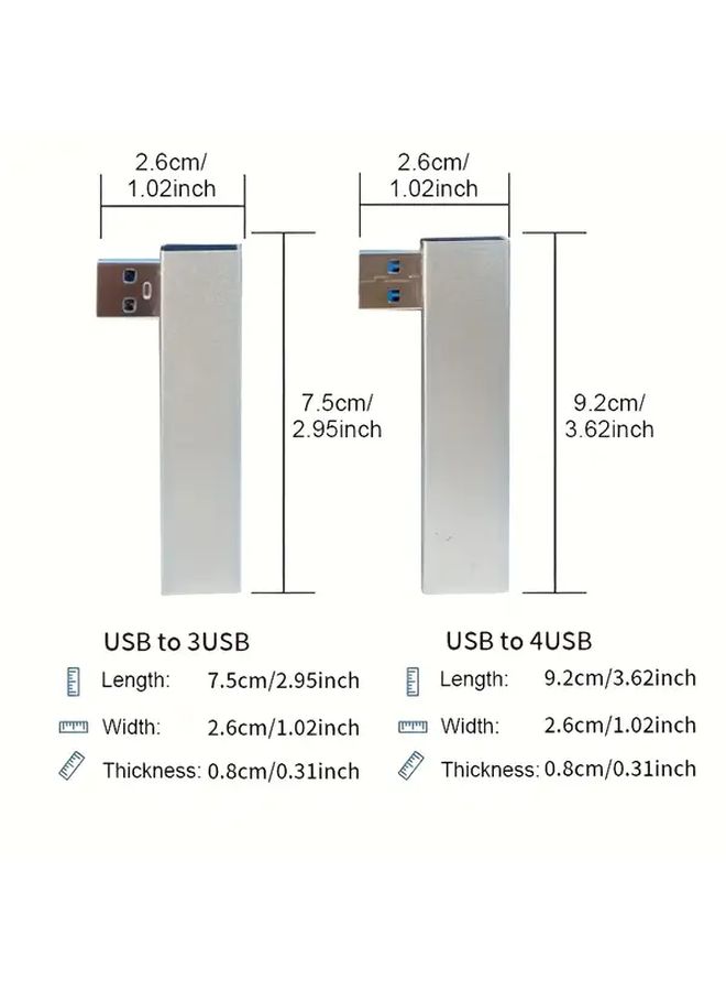 USB إلى 4 منافذ USB محور توصيل يميني مع طاقة محطة توسيع للحاسوب والجهاز اللوحي والهاتف الذكي - Image 3