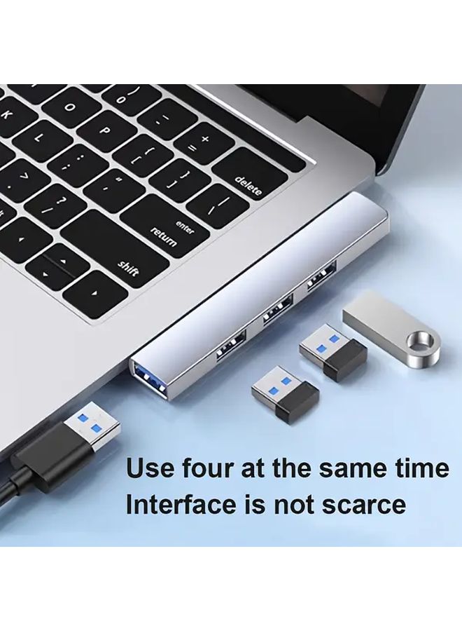 USB إلى 4 منافذ USB محور توصيل يميني مع طاقة محطة توسيع للحاسوب والجهاز اللوحي والهاتف الذكي - Image 1