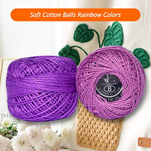 colored bird Crochet Thread 10 Balls Cardinal Size 8 for Crochet Hardanger Cross Stitch Needlepoint Hand Embroidery (Purple Series) - Image 5
