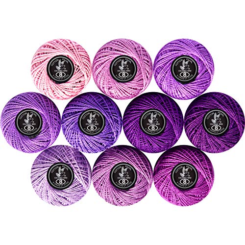 colored bird Crochet Thread 10 Balls Cardinal Size 8 for Crochet Hardanger Cross Stitch Needlepoint Hand Embroidery (Purple Series) - Image 1