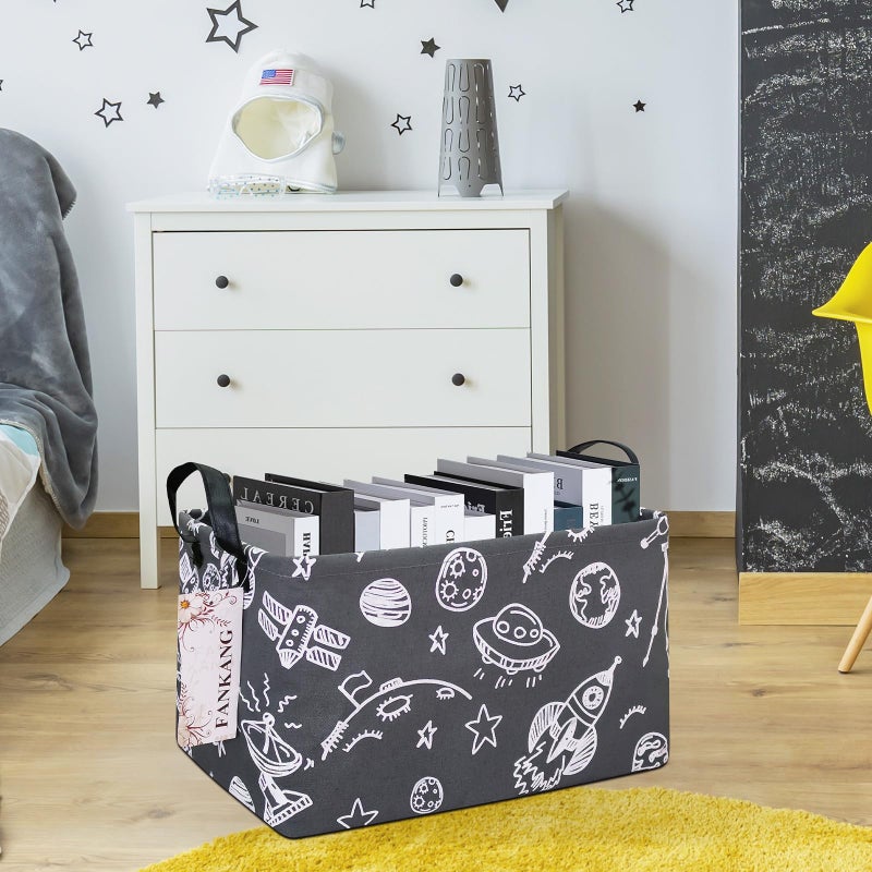 FANKANG Storage Basket,Nursery Hamper Canvas Laundry Basket Foldable with Waterproof PE Coating Storage, Office, Bedroom, Clothes,Toys (Rec-Space Planet) - Image 5