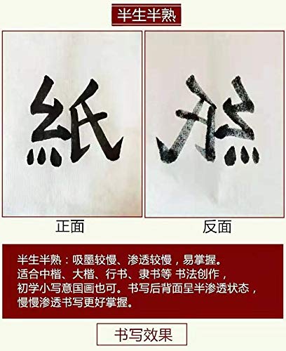 MEGREZ Roll Pack Thicken Calligraphy Paper for Practice Chinese Japanese, 35cm x 100m(13.8in x 328ft), Half Raw Ripe, White - Image 2