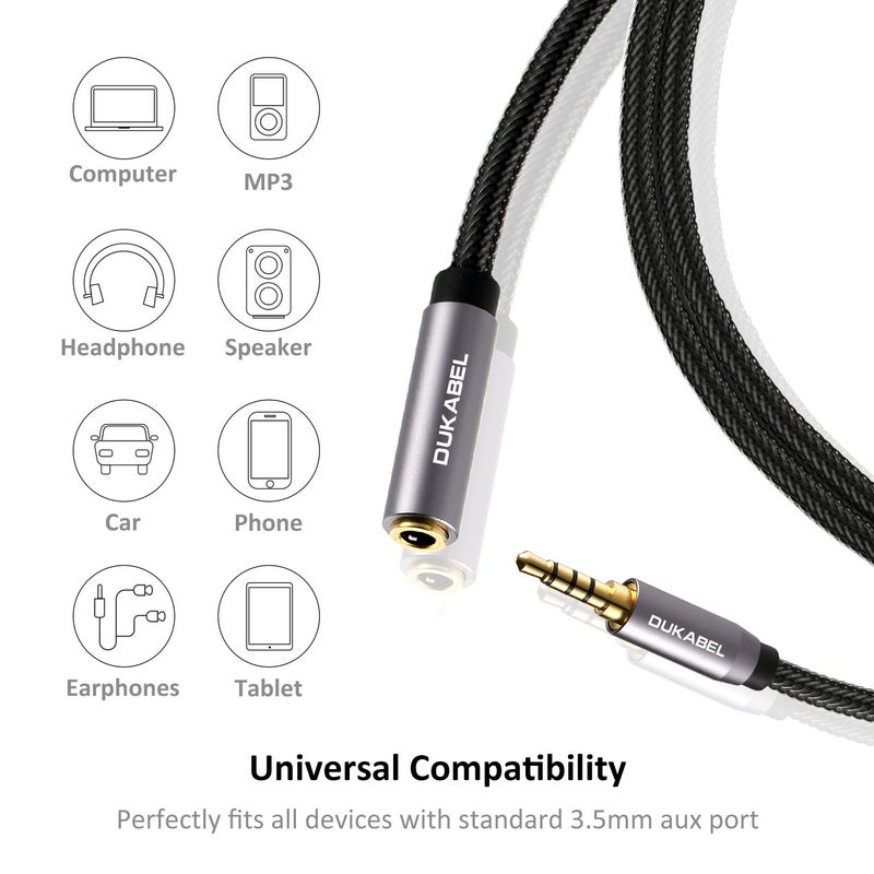 DUKABEL Headset Extension 4-Pin TRRS Nylon 3.5 mm Stereo Audio Extension Cable (Male to Female) Jack Adapter Cable for Lavalier Microphone with Gold-Plated Contacts - Top Series 1.2 m - Image 3