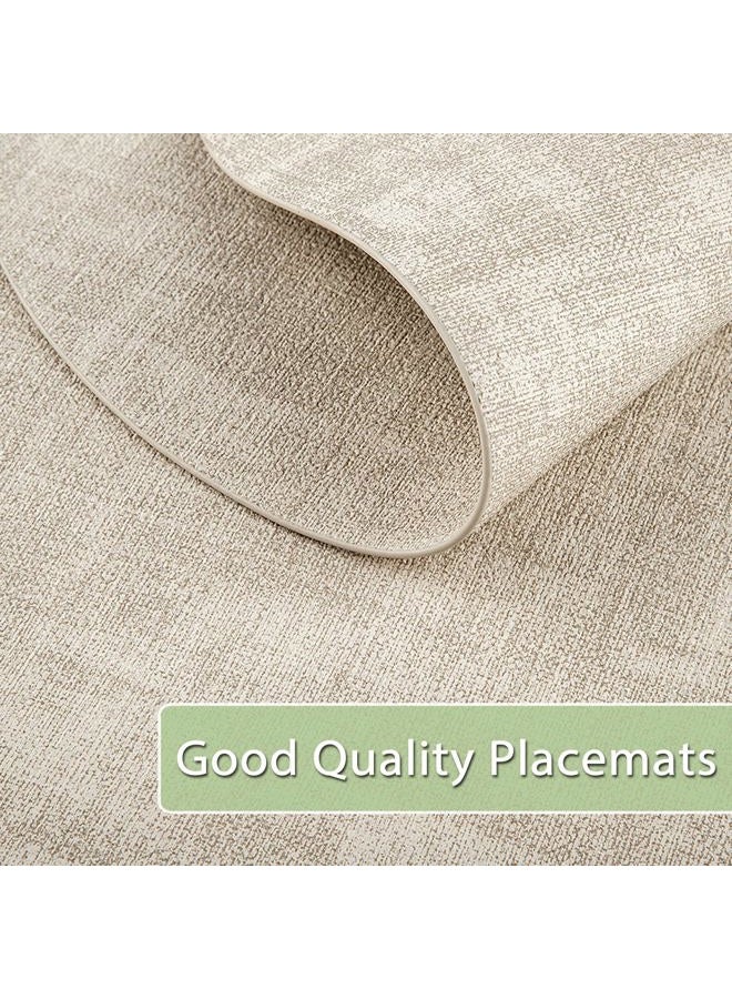 BARTHKIT Placemats for Dining Table Set of 6 Non-Slip, Heat Resistant Oval Leather Placemat Double Layer, Waterproof Table Mats Easy to Clean for Kitchen Dining Room Coffee Office Table, Beige - Image 5