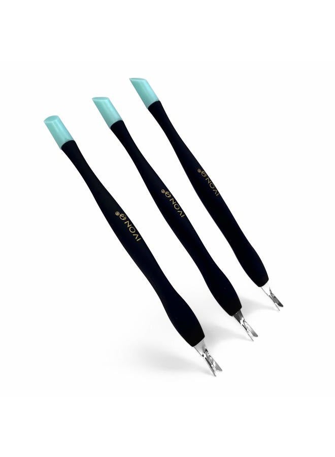 IVON 3 Pack Cuticle Trimmer Pusher Remover, Rubber Tip Gentle on Nail Bed - Image 1
