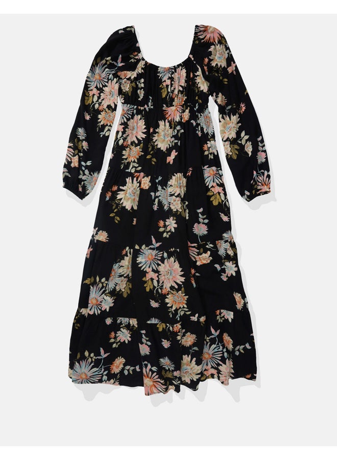 American Eagle AE Long-Sleeved Tiered Midi Dress - Image 1