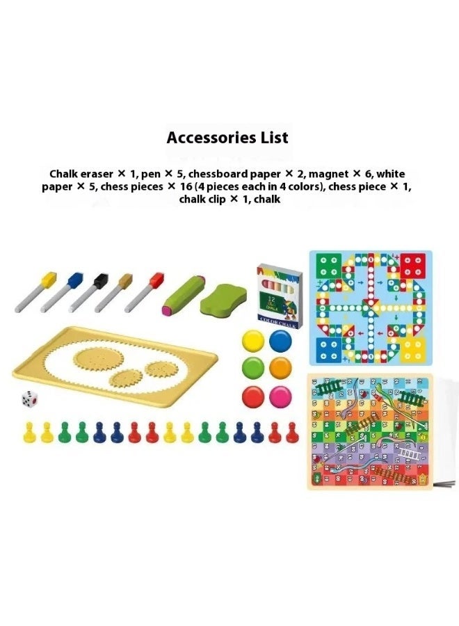 AiQi Kids Double-Sided Magnetic Art Easel | Adjustable Standing Drawing Board | Stable Triangle Structure | Includes Full Accessory Set (Chalk, 5 Markers, Magnets, Game Papers, Chess Pieces & More) | Perfect for Home Learning & Play - Image 2