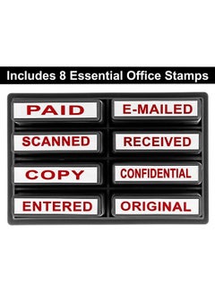 ExcelMark Mini Office Message Rubber Stamp Set - Red Ink - Storage Tray Included  - Image 4