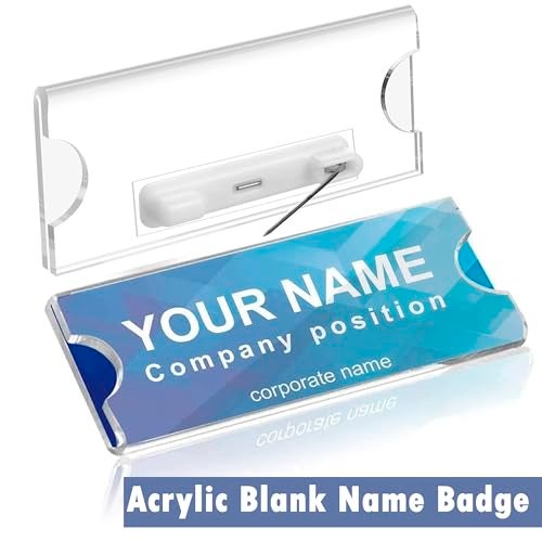 Shuban 30 Pieces Name Badges with Pins for School Work Name Badge Holder for Clothes Clear Acrylic Sign Display Holder DIY Blank Id Holders Printable Name Label for Work Business Classroom - Image 4