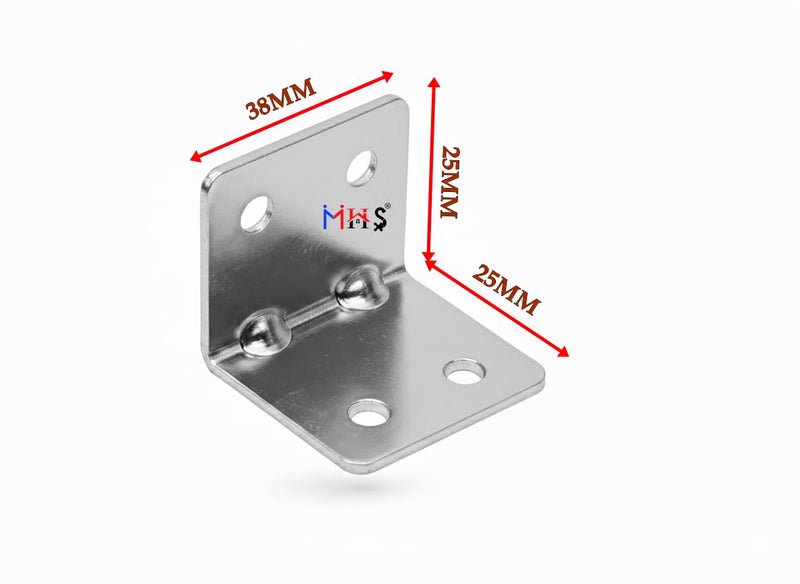 MHS Heavy-Duty L Metal Brackets – Silver Finish Corner Brace – Right Angle Support for Wood Shelves, Cabinets, and Furniture (12, 40 X 25 X 25) - Image 3