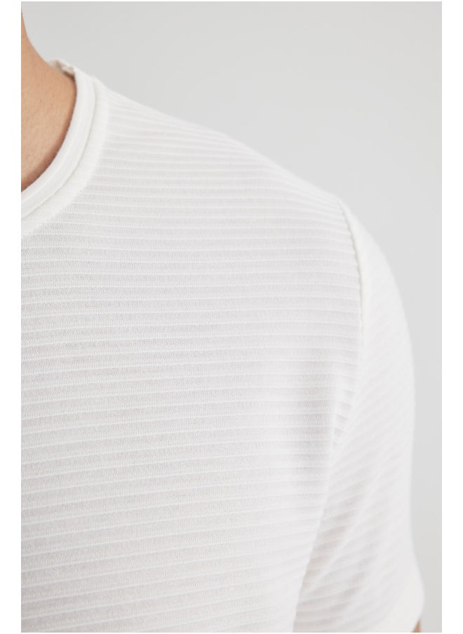 DeFacto - Man Slim Fit Crew Neck Short Sleeve Smart Casual Knitted T-Shirt - Image 1
